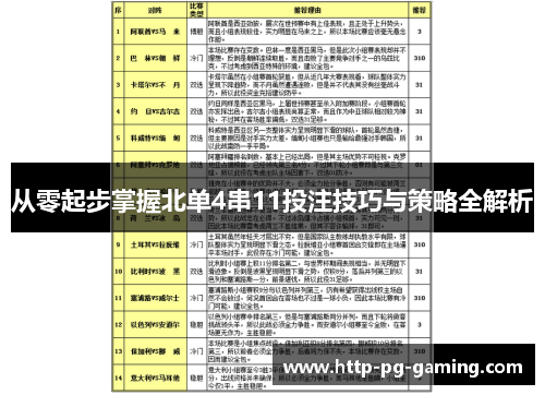 从零起步掌握北单4串11投注技巧与策略全解析